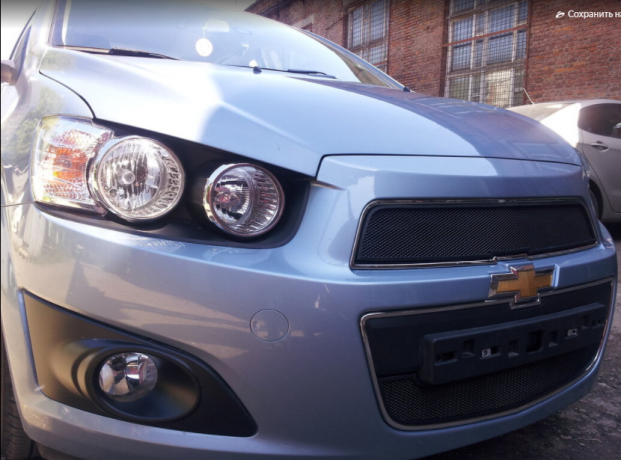 Защита радиатора "Standart" Chevrolet Aveo (2011-2015) верх, чёрная купить недорого с доставкой в Каменск-Шахтинский