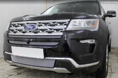 Защита радиатора "Standart" Ford Explorer рестайлинг-2 (2018-2019) верх, хром