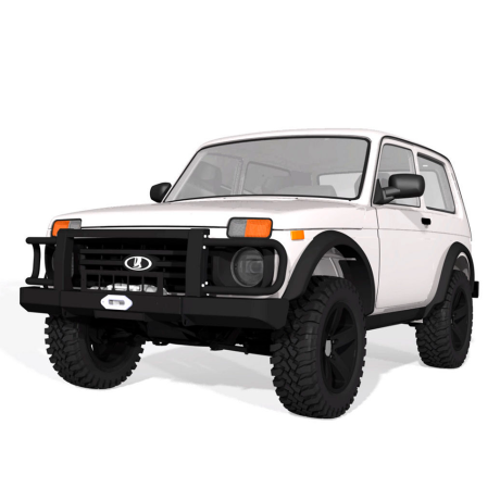 силовой передний бампер f-design fd 2.0 для L@DA 4x4 с защитой фар (не окрашенный) купить недорого с доставкой в Каменск-Шахтинский